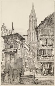La rue Mercière et la façade ouest de la cathédrale de Strasbourg - Samuel (after) Prout