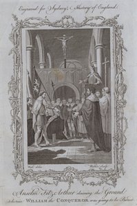 Anselm Fitz-Arthur revendiquant le terrain où Guillaume le Conquérant allait être enterré (gravure) - Samuel (after) Wale