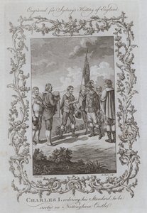 Charles Ier ordonnant que son étendard soit érigé sur le château de Nottingham (gravure) - Samuel (after) Wale