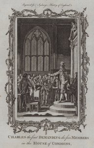 Charles Ier demandant les cinq membres à la Chambre des communes (gravure) - Samuel (after) Wale
