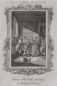 La reine Élisabeth frappant le comte d