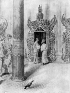 Le prince et la princesse de Galles dans le palais du roi Theebaw, Mandalay, Birmanie, 1906