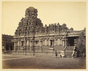 Vue du temple de Subrahmanya près de la pagode, Tanjore - Samuel Bourne
