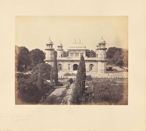 Agra ; le mausolée du prince Etmad-Dowlah, depuis la porte - Samuel Bourne