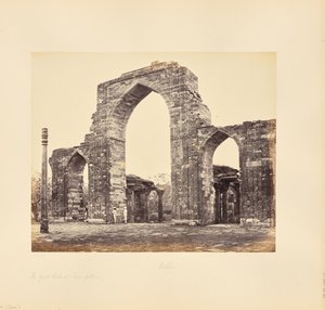 Delhi; le Kutub Minar, la Grande Arche et la Colonne de fer - Samuel Bourne