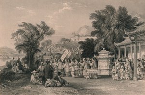 Procession de mariage au ruisseau Blue-cloud, Chin-keang-foo, vers 1843-1858 - Samuel Bradshaw