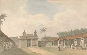 Un sergent sepoy dans un enclos