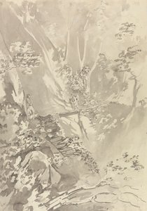 Figures traversant un pont au-dessus d