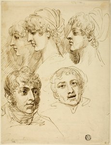 Cinq croquis de têtes