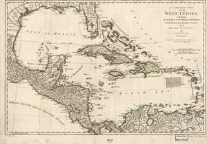 Carte complète des Indes occidentales contenant les côtes de la Floride, de la Louisiane, de la Nouvelle-Espagne et de Terra Firma : Avec toutes les îles.