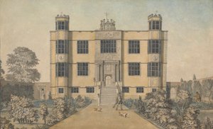 Barlborough Hall, près de Chesterfield, Derbyshire : la façade principale du hall - Samuel Hieronymus Grimm