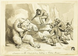 Marins à la pêche à la baleine tuant un ours polaire (recto); Coquillage (verso) - Samuel Howett