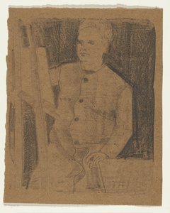 Autoportrait derrière un chevalet - Samuel Jessurun de Mesquita (signed by artist)