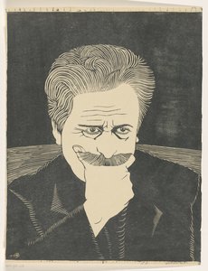 Autoportrait avec main sur la moustache