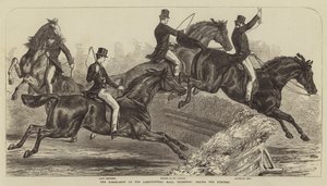 Le concours hippique au Agricultural Hall, Islington, essayant les chasseurs
