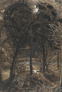 Scène au clair de lune avec une rivière sinueuse - Samuel Palmer