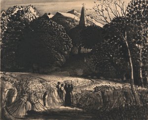 Champ de maïs et église au clair de lune - Samuel Palmer