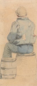 Un garçon paysan assis vu de dos - Samuel Prout