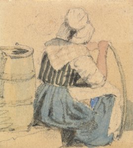 Une paysanne assise - Samuel Prout