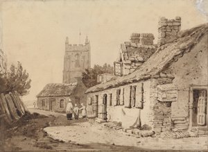 Église et cottages - Samuel Prout