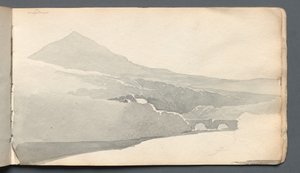 Carnet de croquis : "Paysage montagneux avec pont" - Samuel Prout