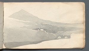 Carnet de croquis : Paysage montagneux avec pont, 1814 - Samuel Prout
