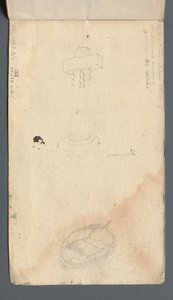Carnet de croquis : Étude de croix et de canot sur la couverture arrière, 1814 - Samuel Prout
