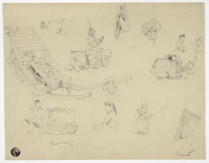 Esquisses de figures, traîneaux à Bambarg