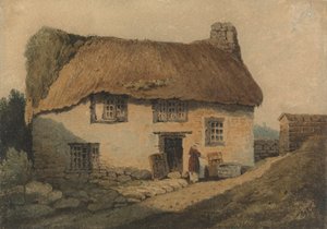 Le Cottage au toit de chaume - Samuel Prout