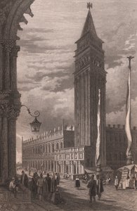 Vue du clocher de Saint-Marc à Venise, Vénétie, Italie, gravure sur acier d