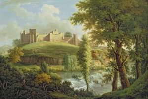 Château de Ludlow avec Dinham Weir, depuis le sud-ouest