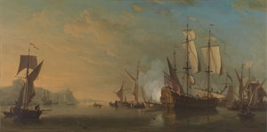 Navires au large de Douvres - Samuel Scott
