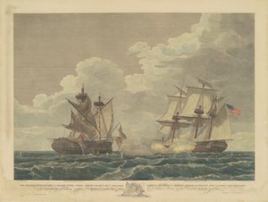 La frégate américaine United States capturant la frégate britannique Macedonian - Samuel Seymour, after Thomas Birch