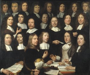 Portrait de groupe des maîtres et des officiers de la monnaie de Dordrecht - Samuel van Hoogstraten