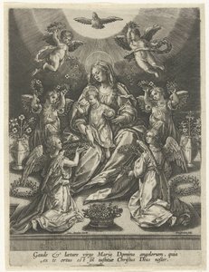 Madonna avec enfant entourée d