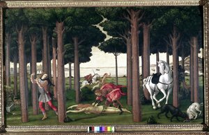 Du Décaméron de Boccace ; Histoires de Nastagio degli Onesti (deuxième épisode) - Sandro (1444/5 1510) Botticelli