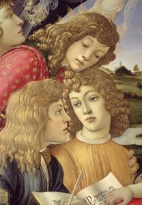 La Madone du Magnificat, détail de trois garçons - Sandro Botticelli