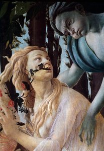 Le printemps. Détail : Zéphyr saisissant Chloris portant un voile transparent - Sandro Botticelli