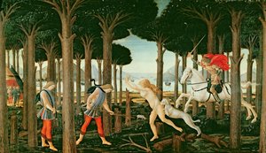 La Vision de Nastagio de la poursuite fantomatique dans la forêt : Scène I de L