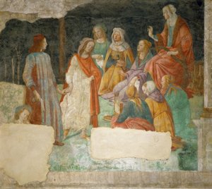 Un jeune homme (Lorenzo Tornabuoni ?) est conduit par Minerve - Sandro Botticelli