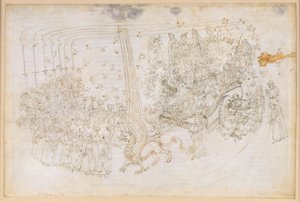 La Divine Comédie, Purgatoire XXX. Le Paradis terrestre : Béatrice dans le char triomphal - Sandro Botticelli