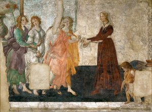 Vénus et les Trois Grâces offrant des présents à une jeune fille - Sandro Botticelli