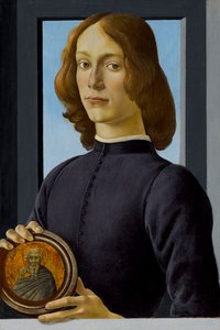 Jeune homme tenant un médaillon, vers 1480
