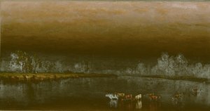 Vaches dans un étang au coucher du soleil, 1860 - Sanford Robinson Gifford