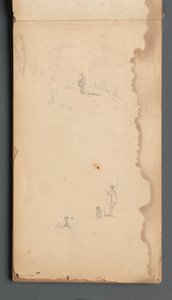 Carnet de croquis, page 02 : Figure dans un paysage avec chien