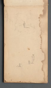 Carnet de croquis, page 02 : Figure dans un paysage avec chien, 1859