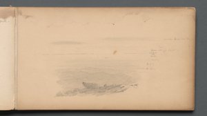 Carnet de croquis, page 04 : Paysage marin avec annotations de couleur - Sanford Robinson Gifford