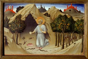 Scène de la vie de Saint Jérôme : La pénitence de Saint Jérôme - Sano di also Ansano di Pietro di Mencio Pietro