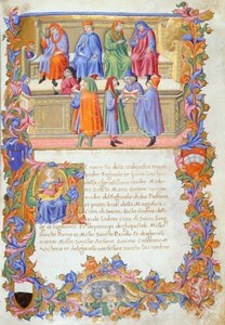 Le Tribunale della Mercanzia, miniature des Statuts des Marchands no 6 par Sano di Pietro