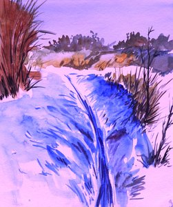 Ruisseau enneigé en hiver